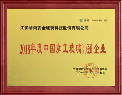 2018年度中國(guó)加工玻璃30強(qiáng)企業(yè)